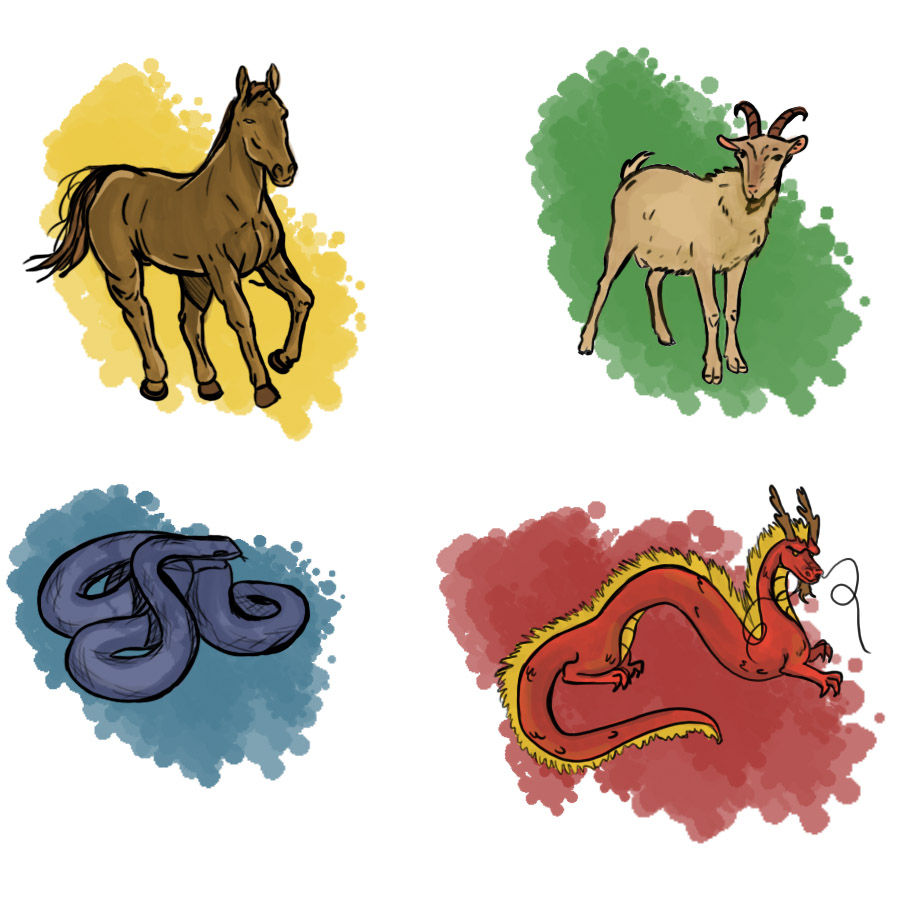 Chinese Zodiac Signs drawn by Amber Brunett